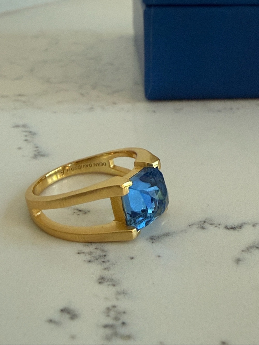 Dean Davidson Mini Plaza Ring color Midnight Blue / Gold Ring Size 6